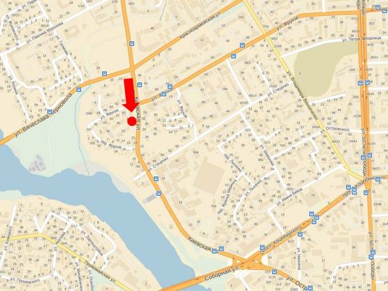 Схема рекламной плоскости по адресу Киевская ул, 25, в центр