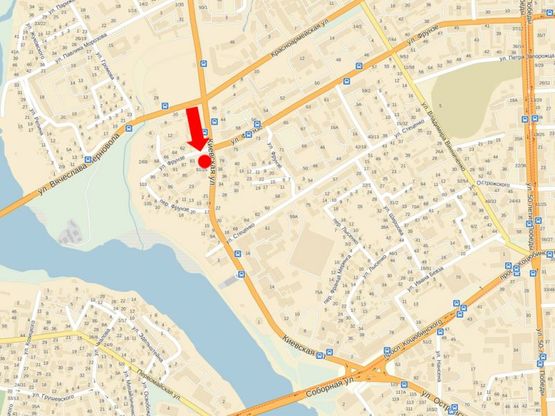 Схема рекламної площини за адресою Киевская ул., 25, возле "OTP банк", в центр