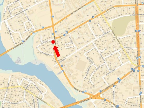 Схема рекламной плоскости по адресу Киевская ул., 25, возле "OTP банк", из центра