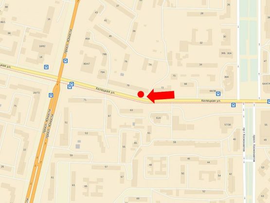 Схема рекламної площини за адресою Келецкая ул., 78, в сторону Юности пр.