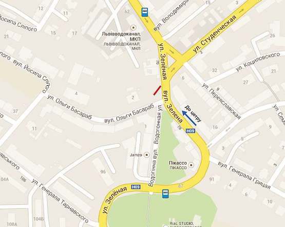 Схема рекламной плоскости по адресу Зелена, 72 (зліва)