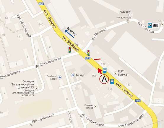 Схема рекламной плоскости по адресу Зелена, 137 (А) -  Дністровська