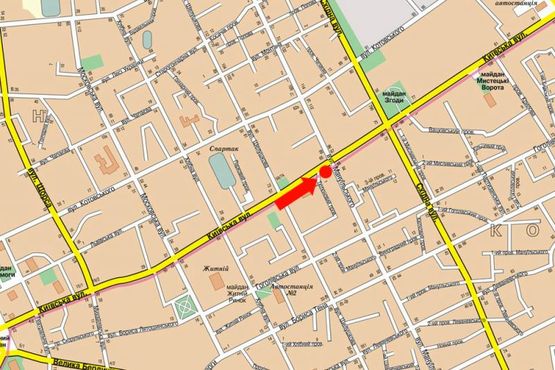 Схема рекламной плоскости по адресу Киевская ул., 86 / Мазепы ул. (бывш. ул. Мануильского), на светофоре