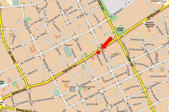 Схема рекламної площини за адресою Киевская ул., 84, возле Приватбанка