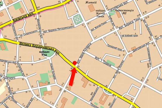 Схема рекламной плоскости по адресу Кочерги ул. / ул. Бердичевская, 31, на светофоре