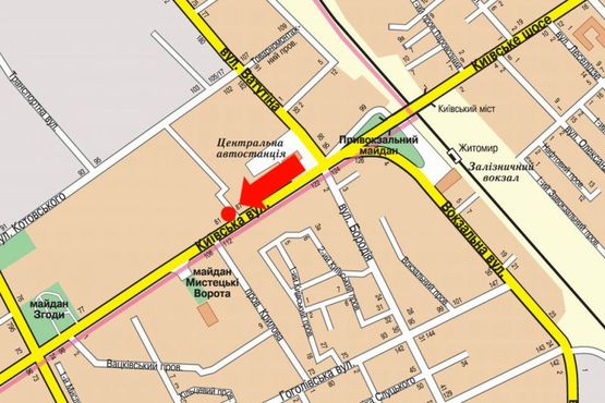 Схема рекламной плоскости по адресу Киевская ул., 81, возле супермаркетов "Вопак", "Фокстрот"