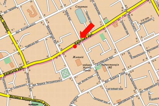 Схема рекламной плоскости по адресу Киевская ул., 56