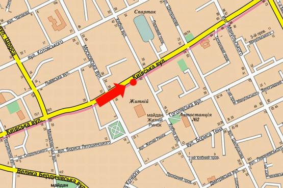 Схема рекламной плоскости по адресу Киевская ул., 56