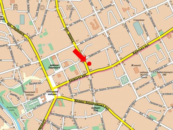 Схема рекламної площини за адресою Покровская ул. (бывш. ул. Щорса) ул., 4 / ул. Киевская, возле магазина "Радиодетали"