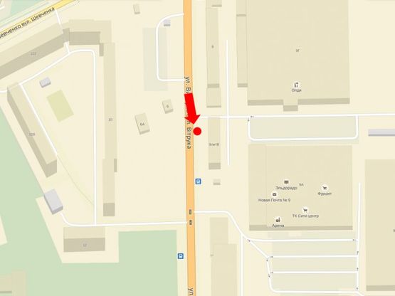 Схема рекламної площини за адресою Витрука ул., 9В, возле супермаркетов "Олди","Эльдорадо" и "Фуршет"