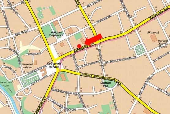 Схема рекламної площини за адресою Киевская ул., 9, напротив салона "Империя кухонь"