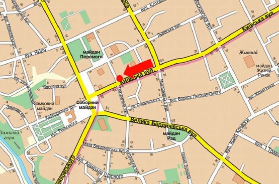 Схема рекламної площини за адресою Киевская ул., 9 / ул. Театральная, возле ПУМБа, на светофоре