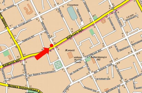 Схема рекламної площини за адресою Киевская ул., 37 / Небесной сотни ул. (бывш. ул. Московская), возле ЦУМа, магазина "Плато", "Ватсонс"