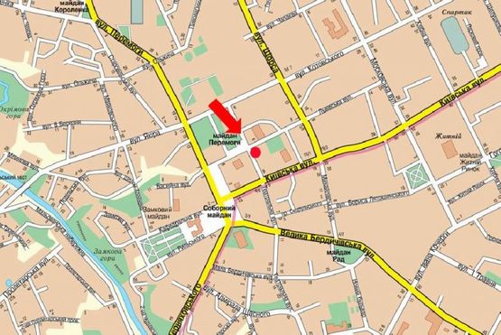 Схема рекламної площини за адресою Победы пл. / ул. Театральная, возле кассы "КийАвиа"