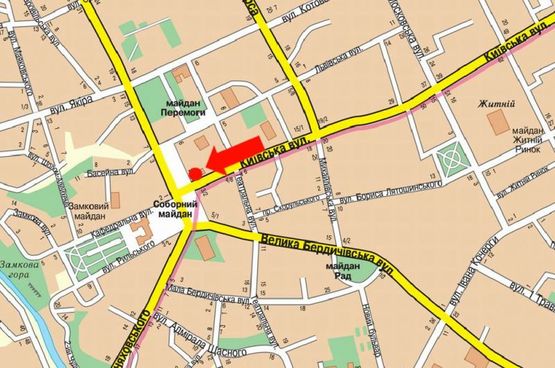 Схема рекламной плоскости по адресу Киевская ул., 1 / пл. Соборная, возле центра обслуживания абонентов Киевстар