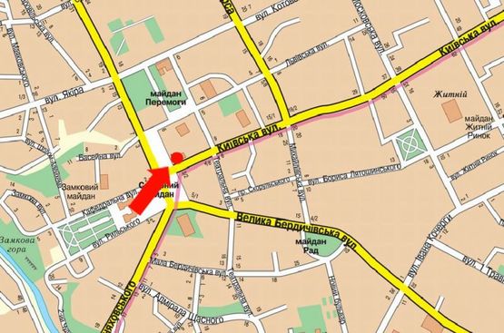 Схема рекламной плоскости по адресу Киевская ул., 1 / пл. Соборная, возле центра обслуживания абонентов Киевстар