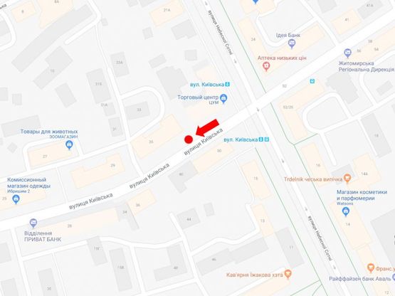 Схема рекламной плоскости по адресу Киевская ул., 37, возле ЦУМа, из центра