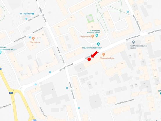 Схема рекламної площини за адресою Киевская ул., 8, остановка «Михайловский собор», в центр