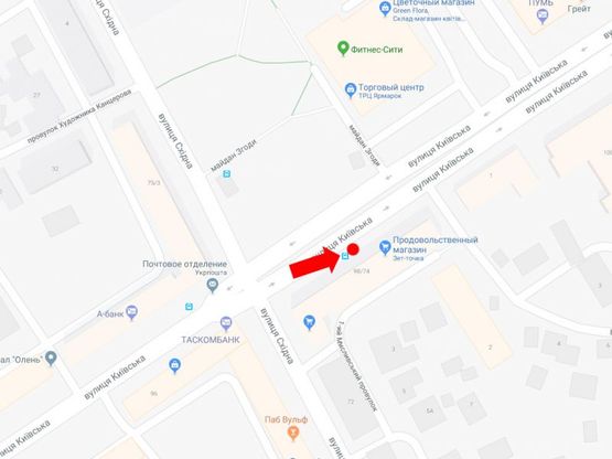 Схема рекламної площини за адресою Киевская ул. - ул. Восточная, Согласия пл., напротив ТРЦ "Ярмарок", остановка, из центра