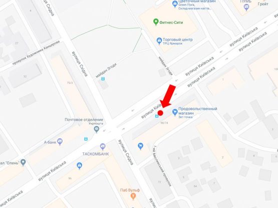 Схема рекламної площини за адресою Киевская ул. - ул. Восточная, Согласия пл., напротив ТРЦ "Ярмарок", остановка, в центр