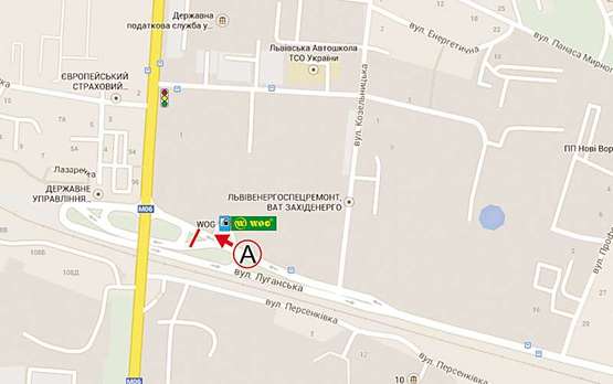 Схема рекламной плоскости по адресу Луганська -  Стрийська (перед мостом вул. Стрийська - до вул. Стрийської)