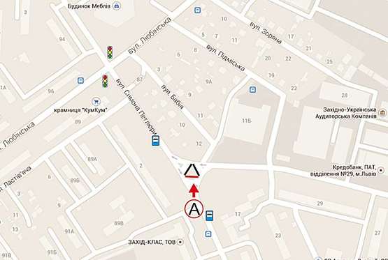 Схема рекламной плоскости по адресу Петлюри (ринок новий на розв'язці) від вул. Петлюри