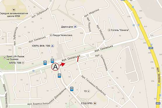 Схема рекламной плоскости по адресу Сихівська, 3 (до вул. Зеленої від ТЦ "Іскра", А)