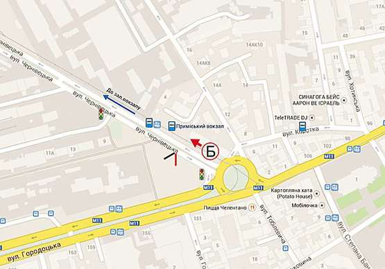 Схема рекламной плоскости по адресу Чернівецька К6 -  Городоцька ( прим вокзал) Б