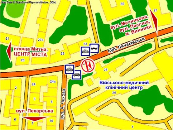 Схема рекламной плоскости по адресу вул. Личаківська – Чехова, розмір 2,3 х 3,2 м скролл