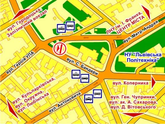 Схема рекламной плоскости по адресу вул. Невського – Бандери, розмір 2,3 х 3,2 м скролл