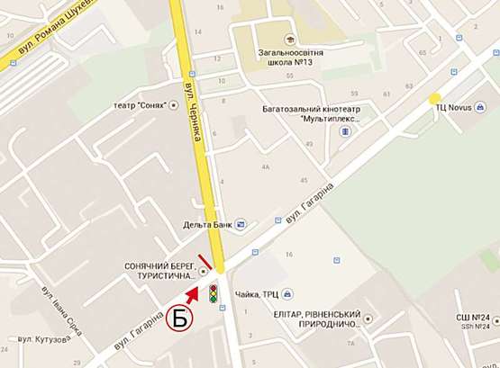 Схема рекламной плоскости по адресу Грушевського ( ТРЦЧайка)  - Гагаріна -  Черняка ст Б