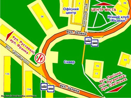 Схема рекламної площини за адресою пер. вул. Зелена – Тарновського, розмір 2,3 х 3,2 м скролл