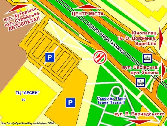 Схема рекламной плоскости по адресу пр. Черв. Калини (виїзд з ТК "Арсен", парна стор.), місце 7, розмір 2,3 х 3,2 м, скролл