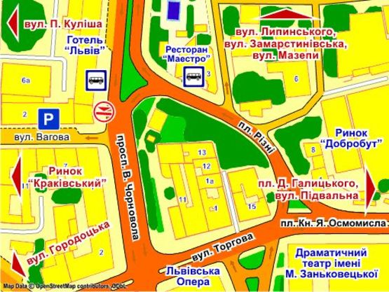 Схема рекламной плоскости по адресу пр. Чорновола, 7 (готель "Львів", ріг вул. Вагової)