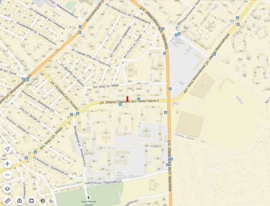 Схема рекламной плоскости по адресу Івана Павла ?, 17-19 (Будівельників) ТЦ "Кроно"на вокзал