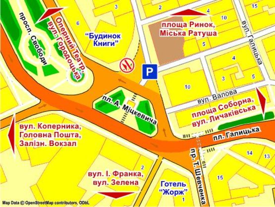 Схема рекламної площини за адресою пл. Міцкевича (біля Будинку Книги), місце 2