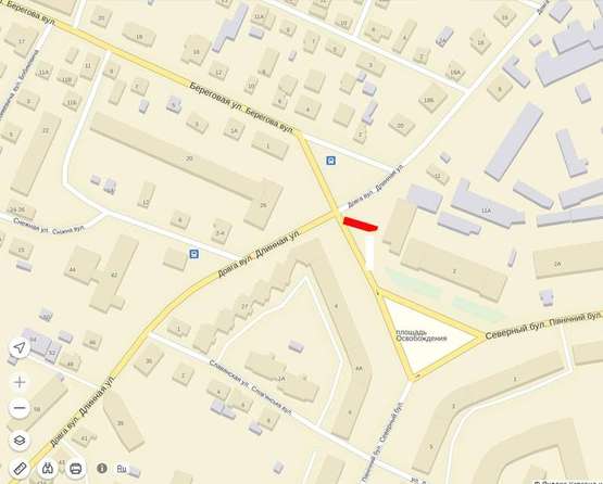 Схема рекламной плоскости по адресу Довга - вул. Визволення