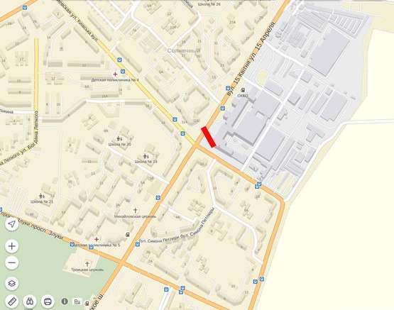 Схема рекламної площини за адресою 15 квітня  ("Оріон") А