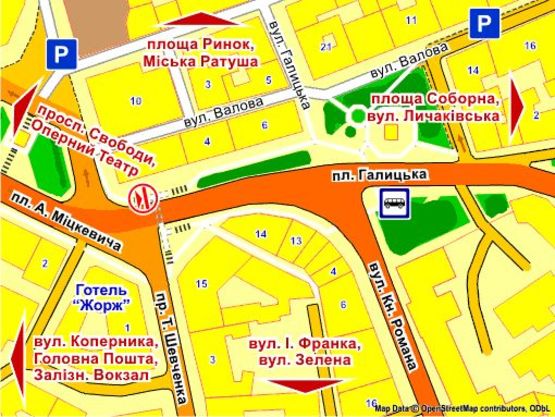 Схема рекламной плоскости по адресу пл. Галицька (підземний перехід до пл. Міцкевича), місце 1