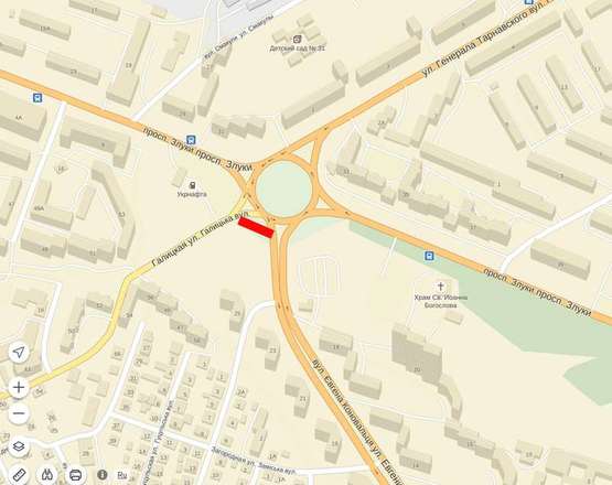 Схема рекламной плоскости по адресу Галицька - Злуки - Коновальця