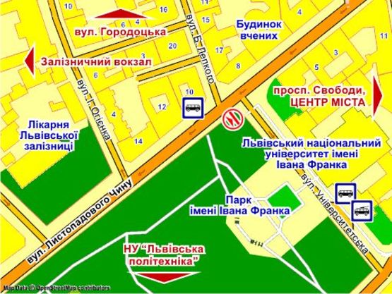 Схема рекламної площини за адресою вул. Листопадового Чину (біля парку ім. Івана Франка), місце 1