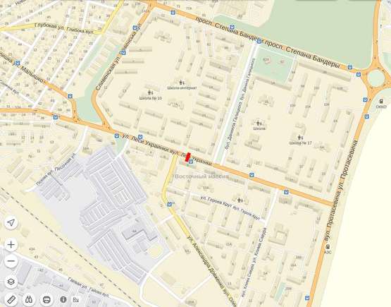 Схема рекламної площини за адресою Л. Українки, 8 сторона Б