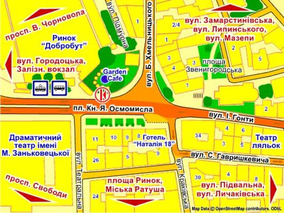 Схема рекламної площини за адресою пл. Я. Осмомисла (біля трамвайної зупинки)