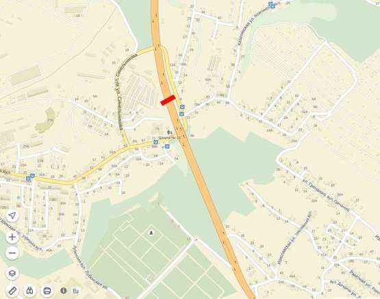 Схема рекламной плоскости по адресу Ізмайлівська (розд. смуга, від ринку); м.1