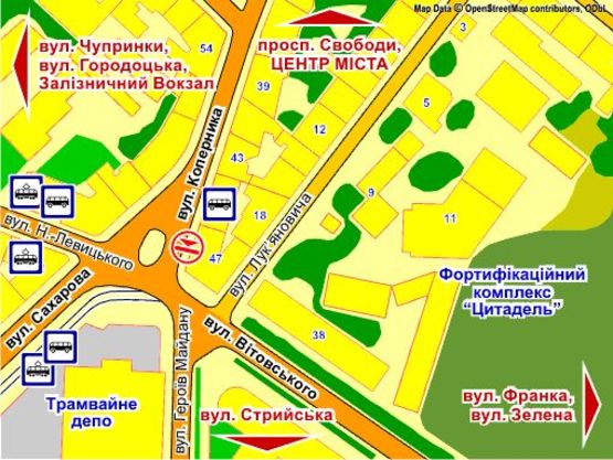 Схема рекламной плоскости по адресу вул. Коперника, 47