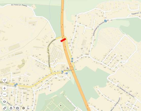 Схема рекламной плоскости по адресу Ізмайлівська (розд. смуга, до ринку); м.2