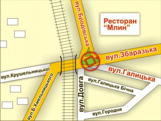 Схема рекламной плоскости по адресу вул. Бродівська – Збаразька (кільце, зі сторони вул. Збаразької)