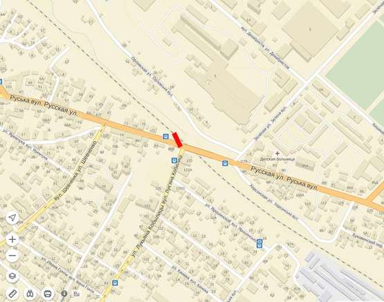 Схема рекламной плоскости по адресу Руська -  Кобилиці
