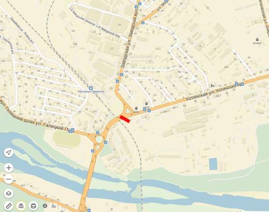 Схема рекламной плоскости по адресу Хотинська- Заводська