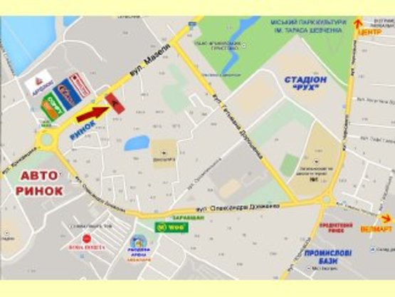 Схема рекламной плоскости по адресу Мазепи в центр  ( Сільпо,Комфі,Фокстрот )